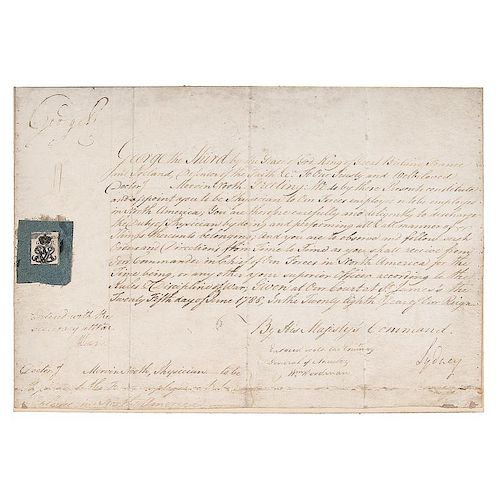 George III, Manuscript Appointment Signed for Physician John M. Nooth