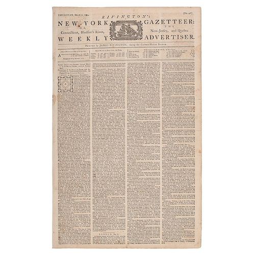 Rivington's New-York Gazetteer: Or the Connecticut, Hudson's River, New Jersey, and Quebec Weekly Advertiser, March 1774