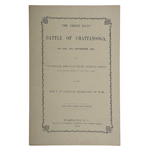 Civil War, Battle of Chattanooga, 1864, Rare Printed General's Report