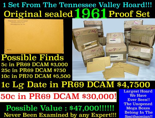 Original sealed 1961 United States Mint Proof Set Tennessee Valley Hoard