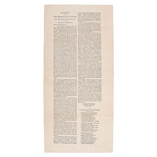 Emancipation Proclamation Broadside, Remarks of S. Hathaway at a Reception of the 25th Massachusetts Volunteers