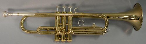 Bundy trumpet with case marked The Selmer Company, designed by Vincent Bach Bundy.