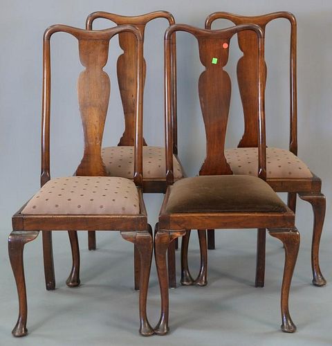 Set of four Queen Anne style side chairs.