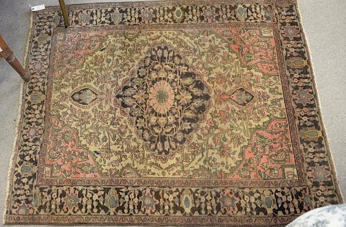 Two Oriental throw rugs including an antique caucasian 3'7" x 4'5" and a Hamadan 3'8" x 4'10".