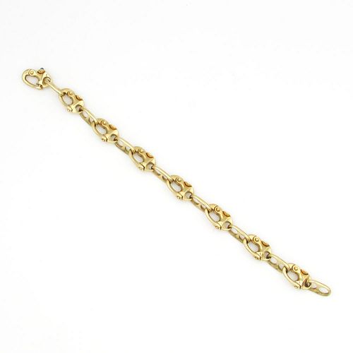 Mens 14K Yellow Gold & Sapphire Fancy Link Bracelet