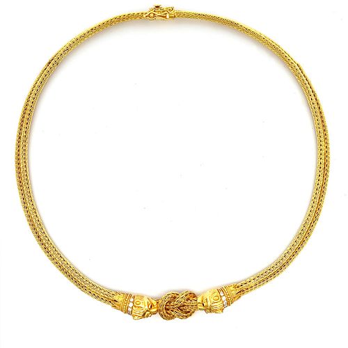 Greek 18K Diamond Ruby Lion Head Necklace
