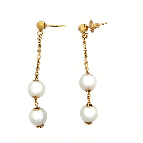 Mikimoto 18K Gold Pearl Drop Earrings