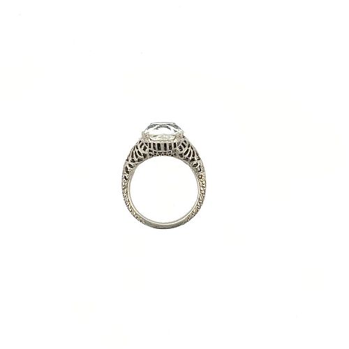Antique 18K White Gold Filigree Ring, Setting 