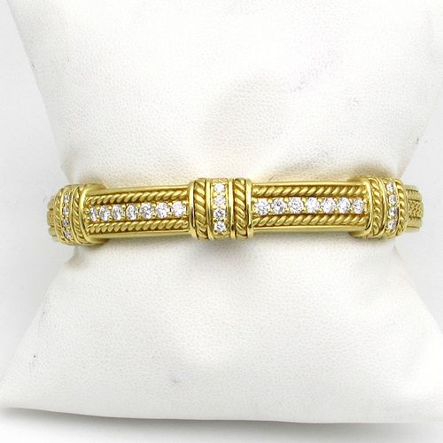 Judith Ripka 18K Gold & 1.00ct Diamond Cuff Bracelet