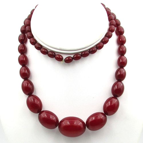 Vintage Cherry Amber Necklace 28" L