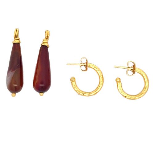 18K Gold Agate Earrings