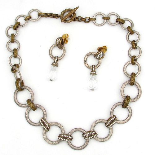 Four piece Sterling 18K Designer Necklace Earring Konstantino Dweck