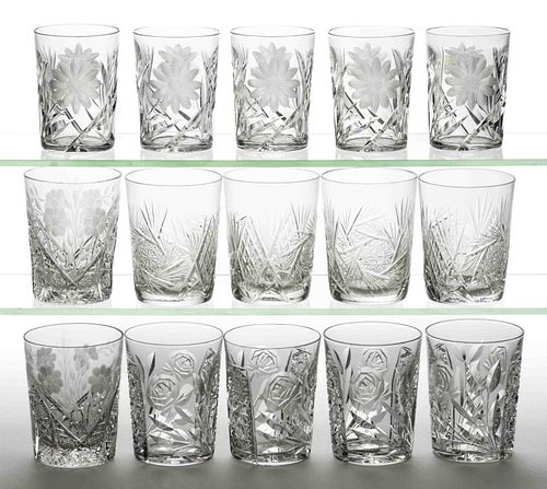 ASSORTED CUT GLASS TUMBLERS, LOT OF 15