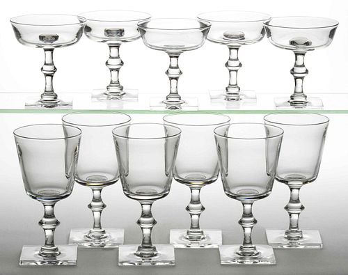 STEUBEN NO. 7846 CRYSTAL ART GLASS DRINKING ARTICLES, LOT OF 11