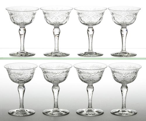 HAWKES FERN AND FRUITS CUT GLASS SHERBETS, LOT OF EIGHT