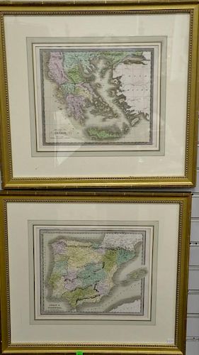 Six maps to include four Jeremiah Greenleaf hand colored map engravings "A New Universal Atlas" including Turkey in Europe, P