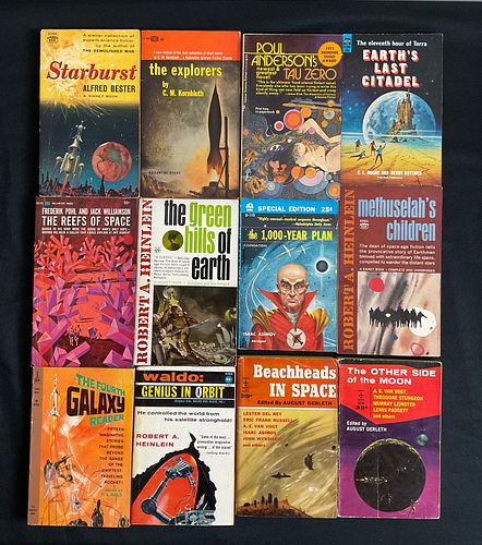 Group of 12 Vintage Sci Fi Paperbacks Heinlein Pohl Asimov