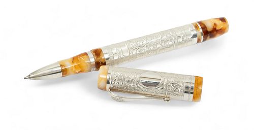 Montegrappa Sterling Silver  1998, "Mounted Limited Edition, Il Millennio, Ball Point Pen", L 5.5"