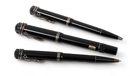 Mont Blanc (German) 'Agatha Christie' Mechanical Pencil, Ballpoint & Fountain Pen, L 5.5" 3 pcs