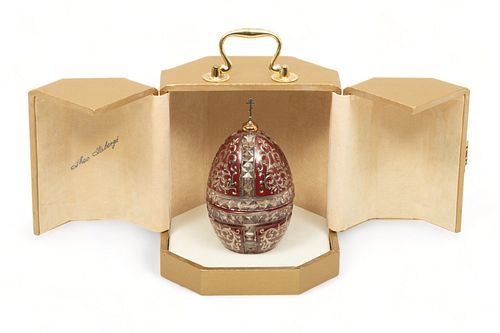 Theo Faberge Crystal And Sterling St Vladimir Egg Ca. 1988, H 5.5"