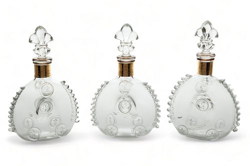 Baccarat (French) Remy Martin Louis XIII Grande Champagne Cognac Crystal Decanters, H 11" 3 pcs