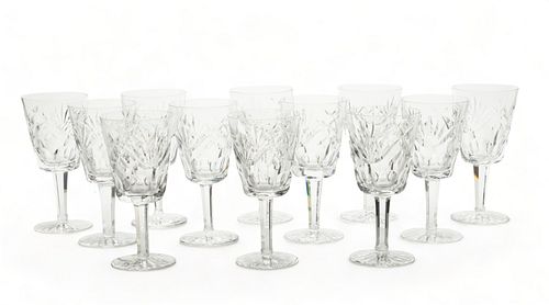 Waterford (Irish) 'Ashling' Cut Crystal Water Goblets, H 6.75" Dia. 3.25" 12 pcs