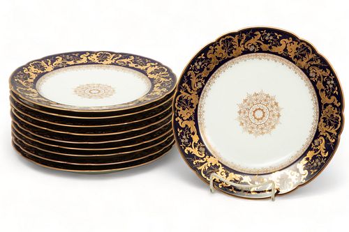 German Porcelain for Gilman Collamore & Co. (New York) Luncheon Plates, Ca. 1900, Dia. 9.5" 10 pcs
