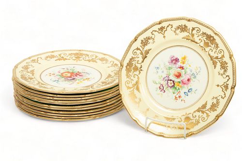 Royal Doulton (British) Bone China Dinner Plates, Bailey Banks & Biddle, Ca. 1900, Dia. 10.5" 12 pcs