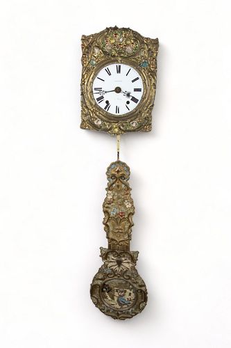 Sanvert (French) Morbier Fancy Wall Clock, H 63" W 12.75" Depth 6.5"