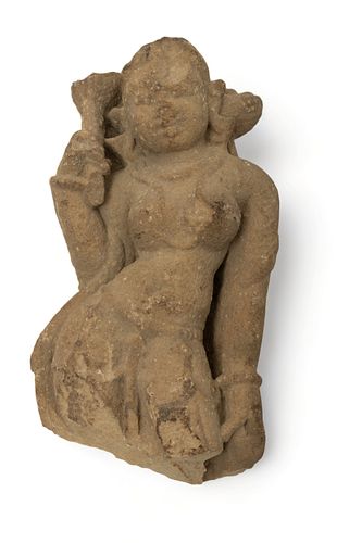 Indian Carved Stone, Hindu Deity Female, H 6.5" W 4"