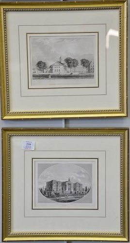 Set of twelve black and white lithographs and prints of building and cityscapes, Massachusetts, sight size 5" x 7 1/2"  Prope