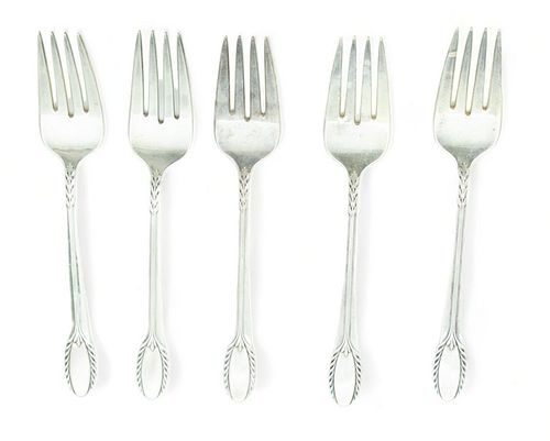 International Silver Co "Trousseau" Sterling Silver Salad Forks (5) L 6.5" 5.7t oz 5 pcs