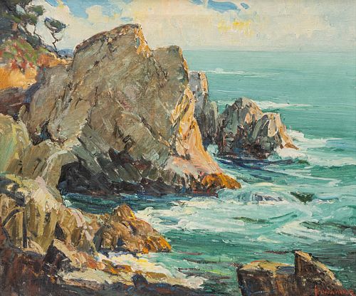 Orrin Augustine White (American, 1883-1969) Oil on Canvas, "The Coast of Monterey", H 25" W 30"