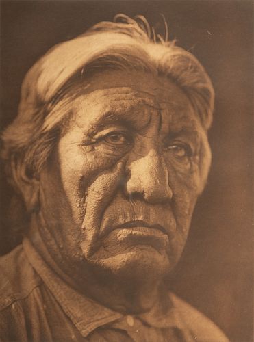 Edward Sheriff Curtis (American, 1868-1952) Photogravure on Paper, Ca. 1927, "Reuben Taylor (Istofhuts) - Cheyenne", H 14.4375" W 11.4375"