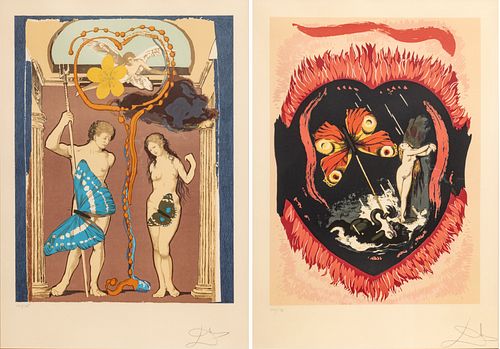 Salvador Dali (Spanish, 1904-1989) Lithographs in Colors on Wove Paper 1977, "Triumph of Love (Suite of 2)"