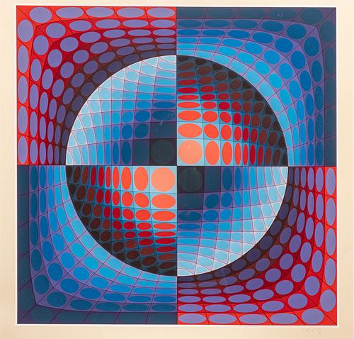 Victor Vasarely (French/Hungarian, 1906-1997) Serigraph in Colors on Paper, 1978, "Relat, from Portfolio Vi-Va", H 38" W 38"