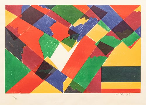 Piero Dorazio (Italian, 1927-2005) Lithograph in Colors on Paper, 1968, "Untitled", H 22" W 29.9"