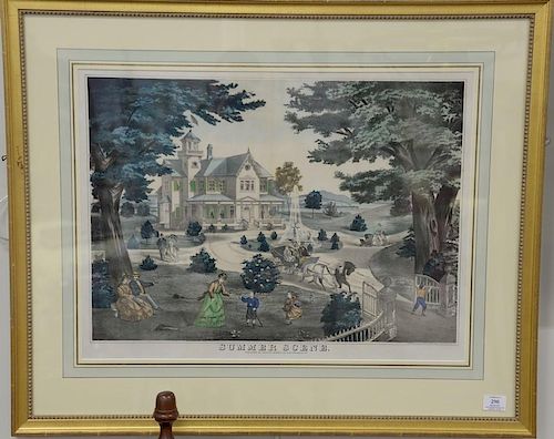 Patrick Farrell, colored lithograph, "Summer Scene", drawn and printed by Charles Hart. sight size 20" x 26"  Property from C