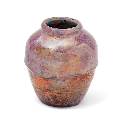 Pewabic Pottery (Detroit) Iridescent Glaze Vessel, 1912-1925, H 3.25" Dia. 2.5"
