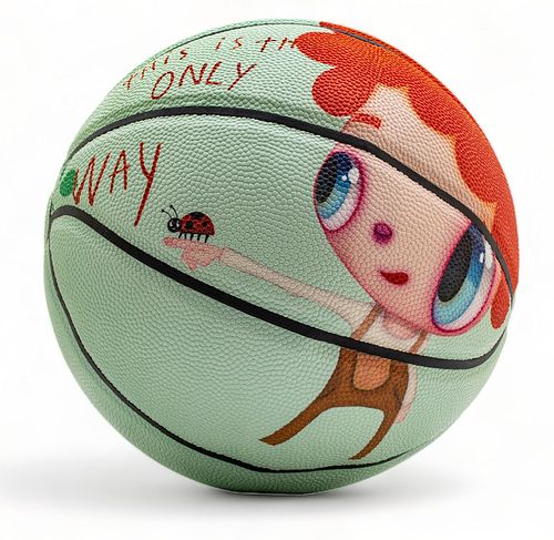 Mira Mikati X Javier Calleja Printed Basketball Green  2023, "This Is the Only Way", Dia. 9.4"