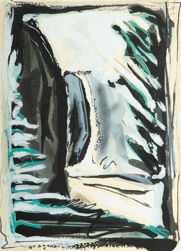 Bryan Hunt (American, B. 1947) Woodcut in Colors on Japon Paper, Ca. 1986, "Window", H 12.5" W 9"