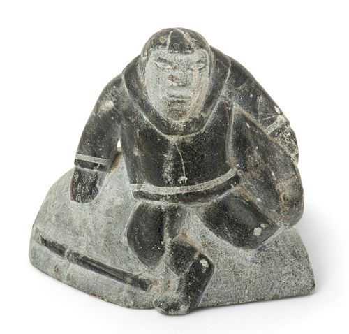 Inuit Carved Soapstone Eskimo Figure H 5" W 5"