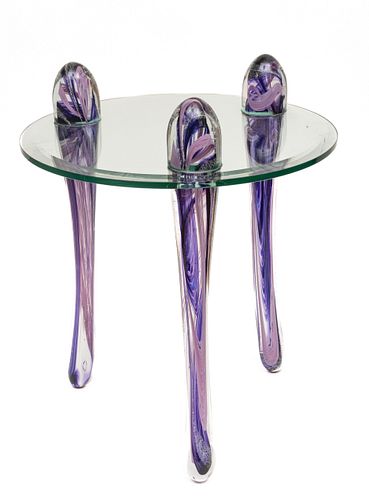 Murano Art Glass Table, H 24" Dia. 20"