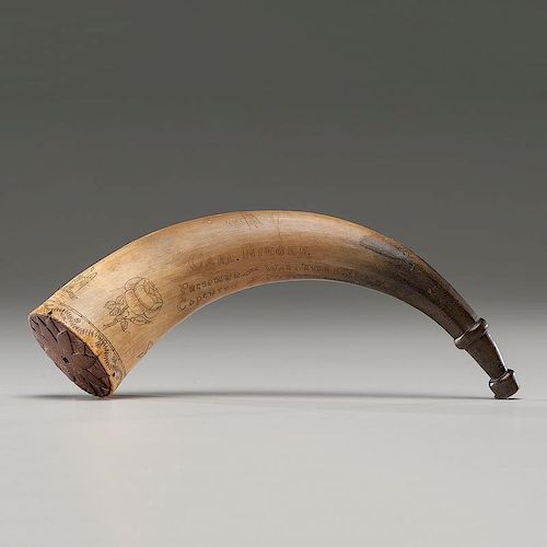 Civil War POW Carved Powder Horn Identified to Carl Rieger, 174th & 162nd New York Infantries, Captured at Pleasant Hill, LA