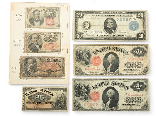 U.S. Federal Reserve Notes And Factional Currency, 1874-1917, 7 pcs