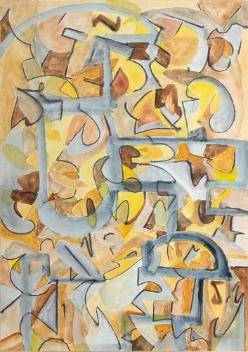 Jack Faxon (American, 1936-2020) Abstract Watercolor H 23" W 16"