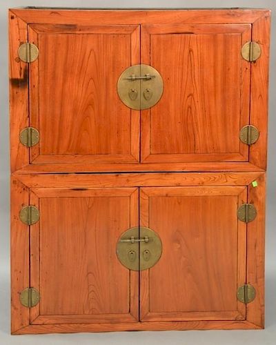 Chinese two part cabinet, each portion with two doors. ht. 54in., wd. 42 1/2in., dp. 23 1/2in.
