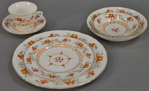 Royal Worcester Chamberlain porcelain dinnerware set as designed for the Prince Regent 1811, service for twelve (minus 2 sala