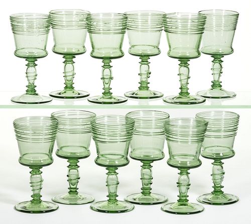STEUBEN ATTRIBUTED NO. 6333 ART GLASS WINES, LOT OF 12