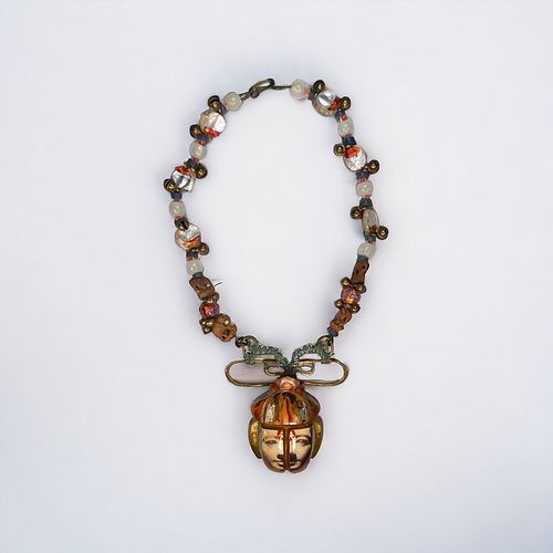 Glass, Wood, Brass, Metal Necklace, Alex & Lee